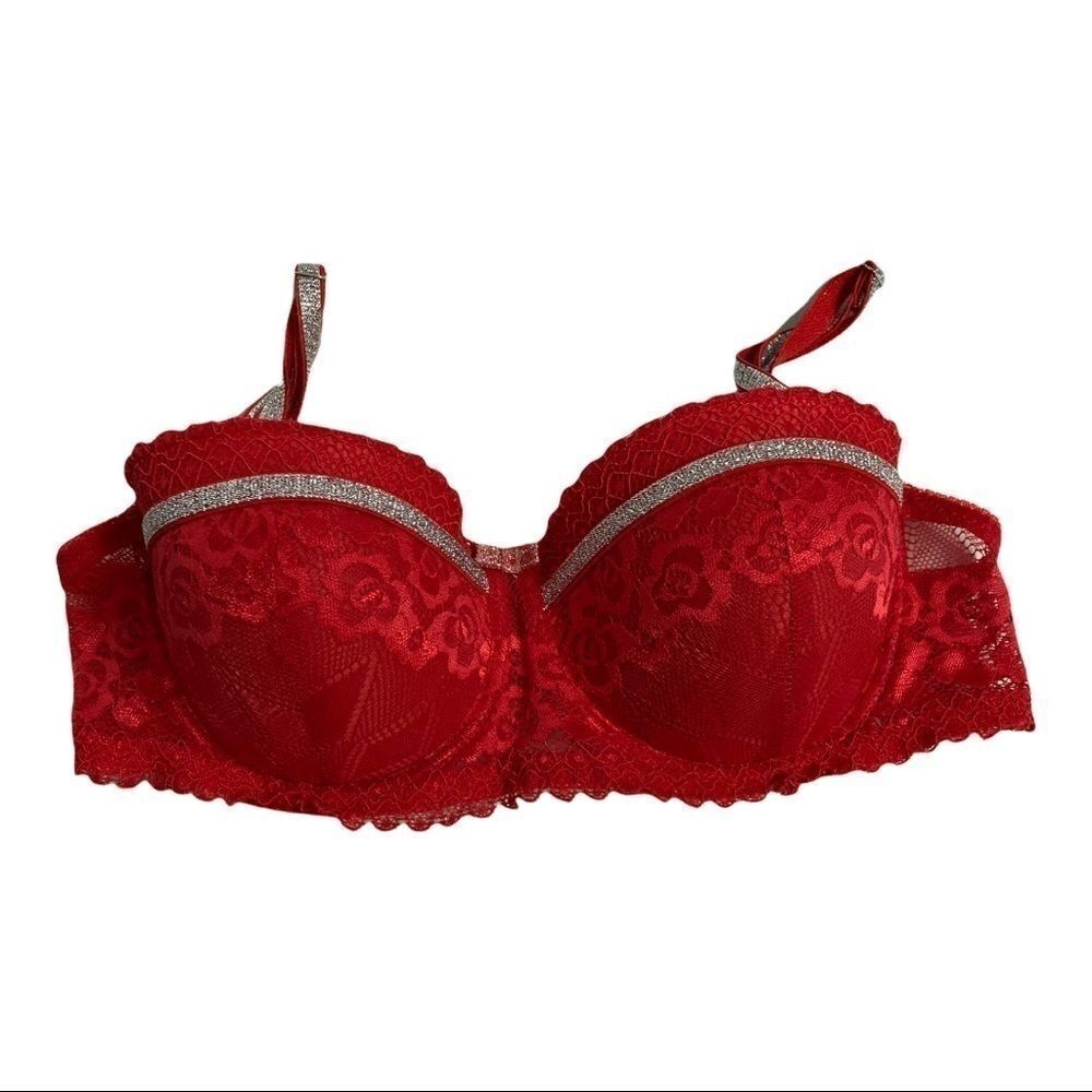 BLACK FUCHSIA, Women’s Bra, red&silver, 34C‎